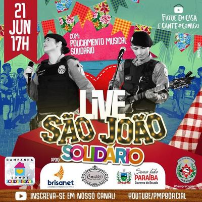 Polícia Militar realiza live musical para arrecadar alimentos que serão doados na Paraíba