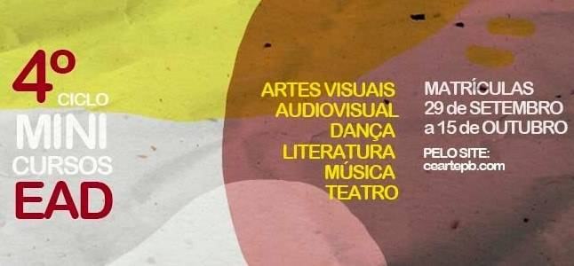 Cearte-PB oferece 771 vagas em 43 cursos EAD de várias áreas artísticas