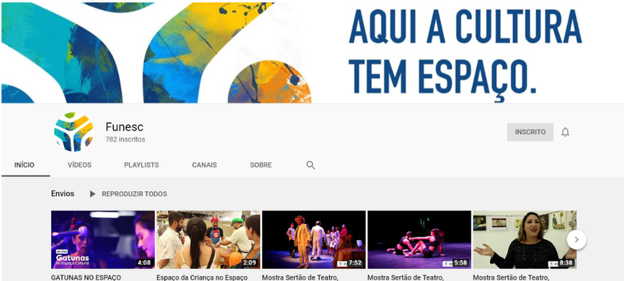 Canal da Funesc exibe vídeos dos selecionados no edital ‘Meu Espaço’ a partir de maio