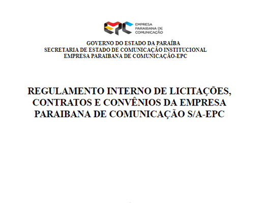 Regulamento Interno de Licitações e Contratos da EPC