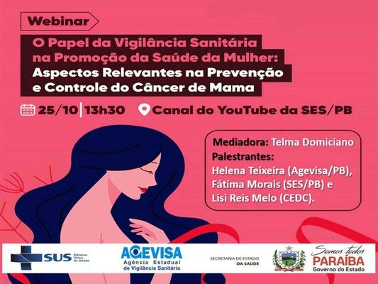 Webinar: Agevisa/PB debate Papel da Vigilância Sanitária na Promoção da Saúde da Mulher